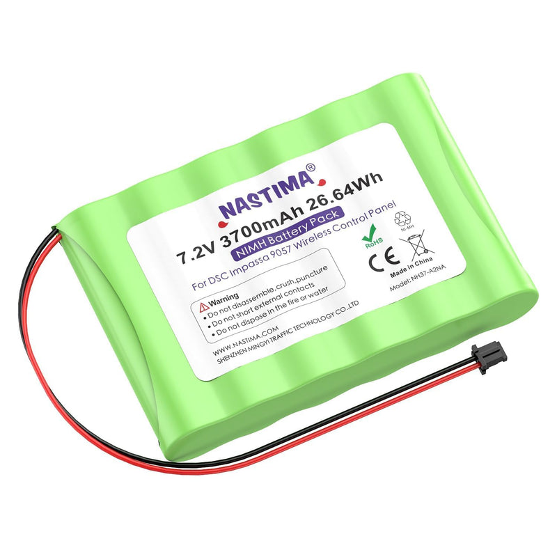 NASTIMA NIMH Battery Replacement for ADT DSC IMPASSA 9057 SCW9055 SCW9057 BH7236-SS 17000145 17000152 Wireless Home Security System | 7.2V 3700mAh 2 Prong