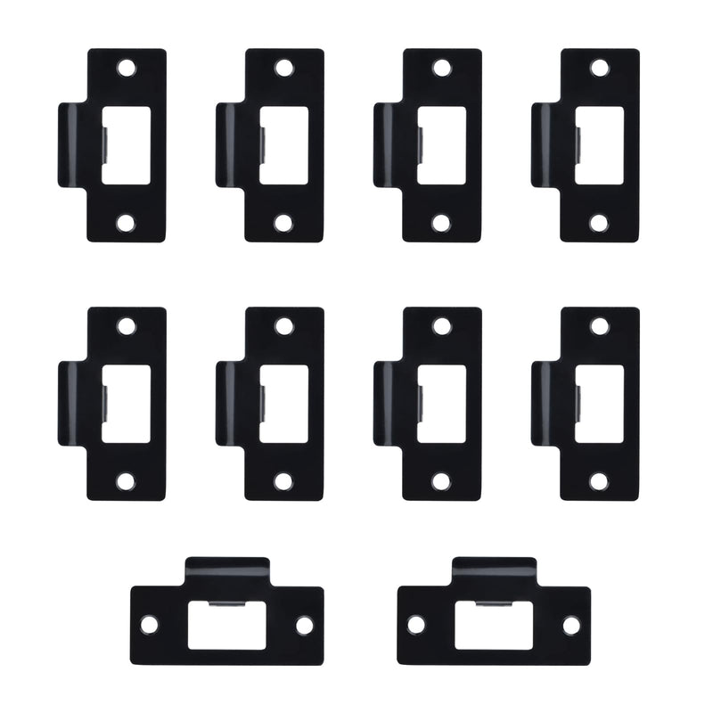 10PCS Universal Door Strike Plate，Replacement Lock Strike Plate T Strike Deadbolt with Screw，Stainless Steel Deadbolt Covers Door Reinforcement Kit for Interior Exterior Door Use(Black) 10