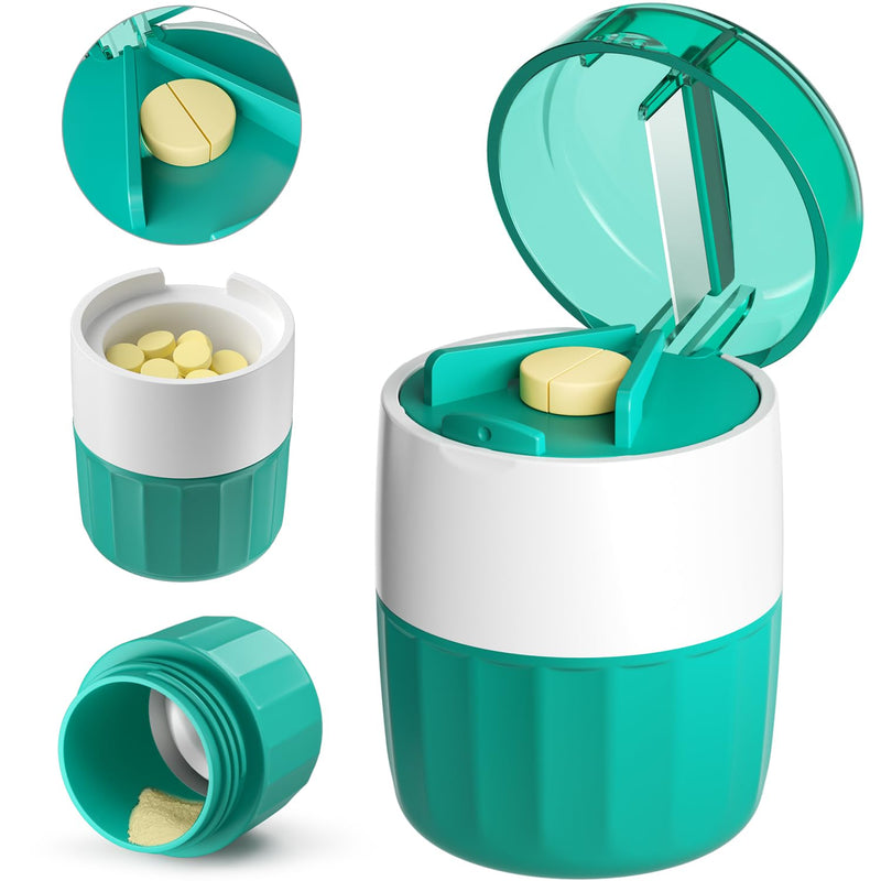 3-in-1 Pill Crusher and Pill Cutter with Storage Compartment for Tablets, Pill Grinder Fine Powder, Pill Cutter Splitter for Small or Large Pills