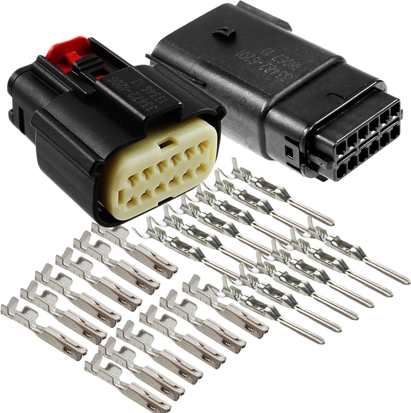 12-PIN MX150 Black Sealed 22.0A Male n Female Harley Waterproof, Sealed Kit, MX150 w/CPA 12-Pin