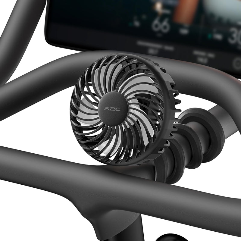 A2C 4.7-Inch Big Cooling Fan for Peloton Bike Bike+ or Tread, 16.5" Long Bendable Arm, Rechargeable 4000mAh Battery, 360° Rotation, 3 Speeds, fits Treadmill Exercise Workout Stationary Cycling Bikes Black