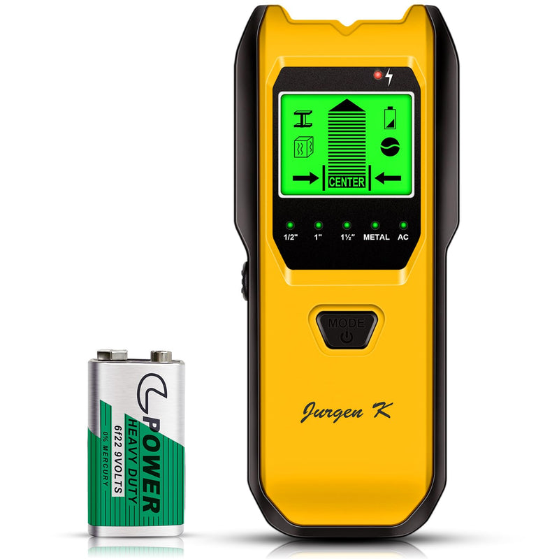 Stud Finder Wall Scanner, 5 in 1 Multifunction Stud Locator with Upgraded Smart Sensor, HD LCD Display and Audio Alarm for The Center & Edge of Metal, Studs, AC Wire, and Pipe Detection (Lemon) Lemon