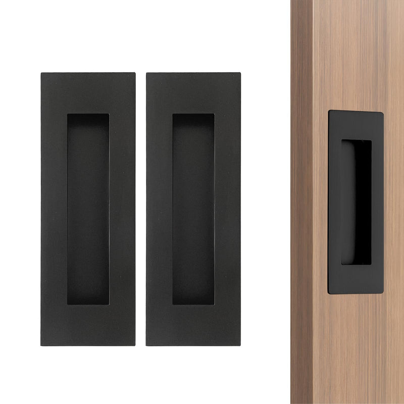 6Inch Recessed Finger Flush Pulls Handles for Pocket and Sliding Doors,Closet and Barn Doors Hardware Matte Black 2 Pack 6Inch Black-2 Pack