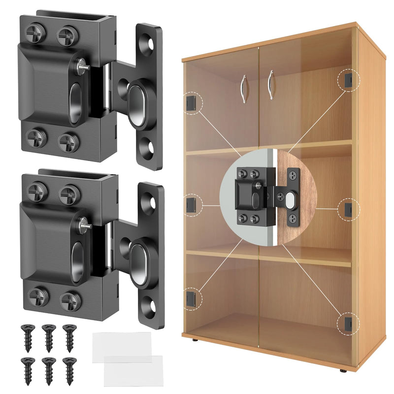 Glass Cabinet Door Hinges, 304 Stainless Steel, Hydraulic Soft Close, Magnetic Latch,Door Hinge for 5-8mm Thickness, Durable (2PCS,Black) 2PCS-Glass door hinges-black