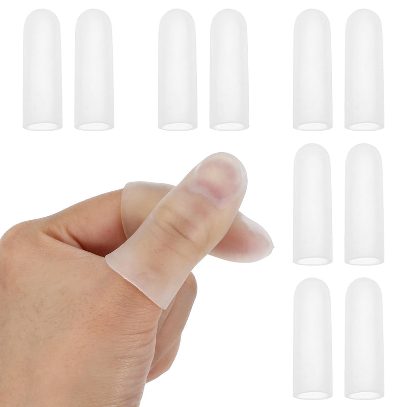 Gel Finger Cots, 10 PCS Gel Finger Protectors Finger Caps Silicone Fingertips Protection Finger Protector Support, Finger Sleeves Thumb Protection for Hand Eczema, Finger Cracking Arthritis(Clear) Clear