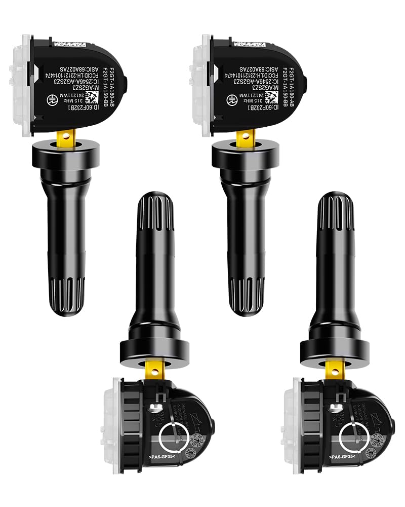 4Pcs TPMS Sensor, 315Mhz OE F2GT1A180AB F2GT1A150AB F2GZ1A189A Pre-Programed Tire Pressure Monitoring System Compatible with Ford F-150 Edge Ranger/Flex/Mustang/Explorer/Lincoln MKS Set of 4