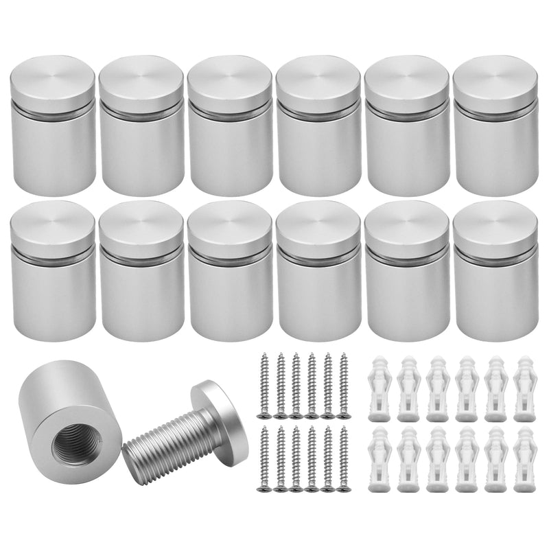 3/4 in. x 3/4 in. Solid Aluminum sign standoffs advertising screws fixings wall mounts support bolts for acrylic frame picture billboard glass posters signs display 12PCS (Satin chrome anodized) Satin chrome anodized