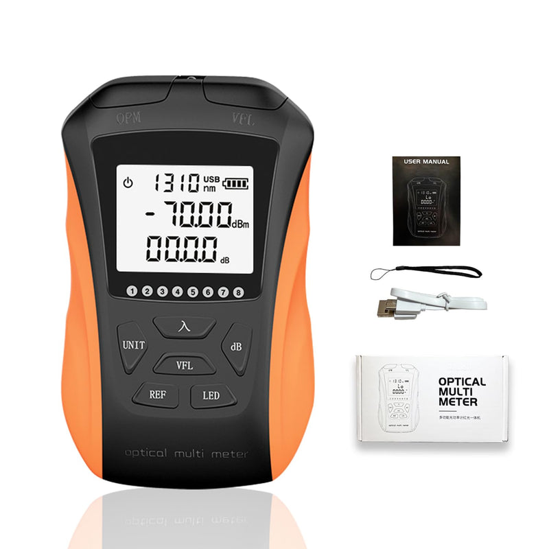 5 in 1 Optical Power Meter with VFL&OPM,15Km Network Cable Tester w/9 Wavelength,RJ45 Network Tester Support SC, FC & ST Connector, Wire Tracer Fiber Tester