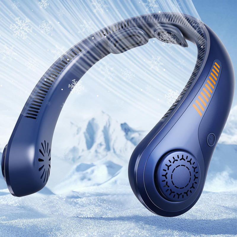 Portable Neck Fan Rechargeable, 5 Speeds, Lightweight, Long Lasting, Battery Operated All-Around Cooling Quiet Personal Fans for Travel Camping Cooling Essentials, Birthday Gifts for Women Men Mom Dad Blue