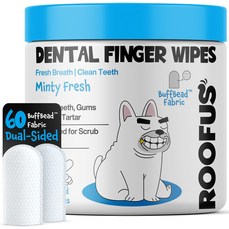 Mint Dental Care Wipes 60 Counts - Dogs Tooth Cleaning Wipes to Reduce Plaque & Tartar Buildup - Dogs and Cats Wipes for Cleaner Mouth - Dog Tooth Brushing Kit - PawsPlanet Australia
