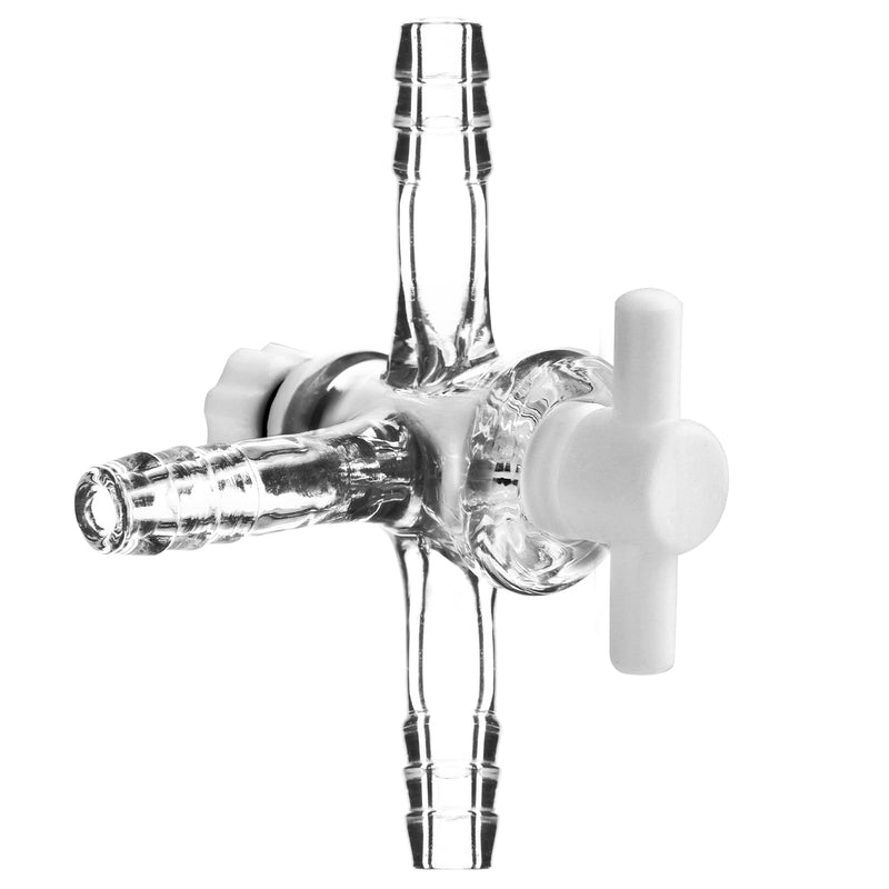 stonylab Vacuum Glass 3-Way Flow Control Adapter with PTFE Valve, Triple Hose Connection, Lab Distillation Tool for Flow Controlled Application, 1 Pack
