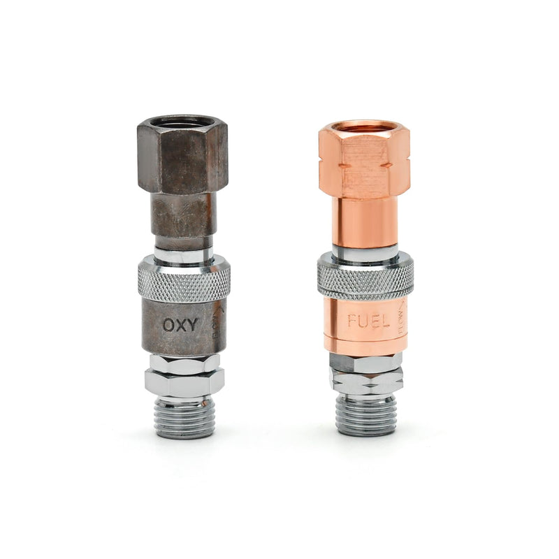 CAMPFIRE QDB10 Oxy Acetylene Quick Connect Fittings QDB10 9/16"-18 B Hose to Torch Connector Set, High Pressure Brass Coupler with Integrated Check Valve, Leak-Proof Upgraded Design for Oxy Fuel