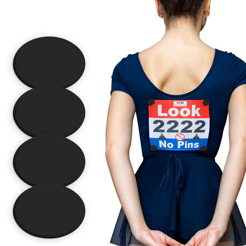 danceSNAPS Bib Clips by BibBoards - Safety Lock Fasteners for Dancers, Competitions, Rodeos - Secure Numbers Without Pins - Reusable, Non-Damaging, Gentle on Fabric - Black (4pcs)