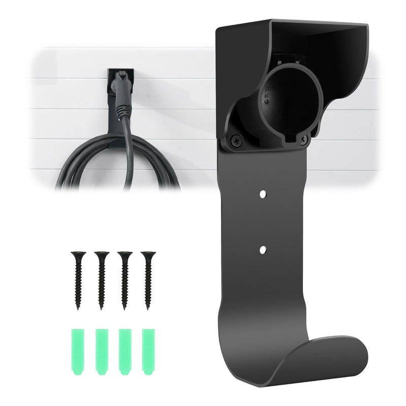 Autel EV Charger Holder, Wall-Mount Connector Nozzle Holster Dock with J-Hook for SAE J1772, Electric Car Charger Cable Organizer, Space Saving
