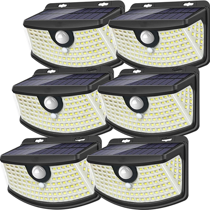Aootek New Solar Motion Sensor Lights 120 LEDs with Lights Reflector,270° Wide Angle, IP65 Waterproof, Step Lights for Front Door, Yard, Garage, Deck (Black, Daylight White, 6-Pack) 6 Pack