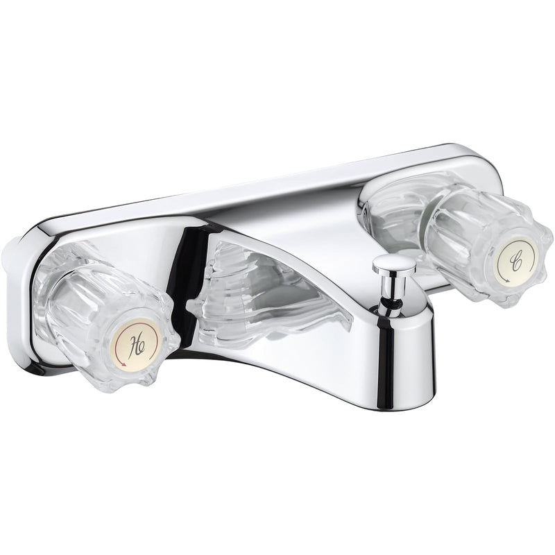 Mobile Home RV Tub Shower Center-Set Faucet, 8 inch, 2-Handle, Chrome with Clear Acrylic Handles Classic