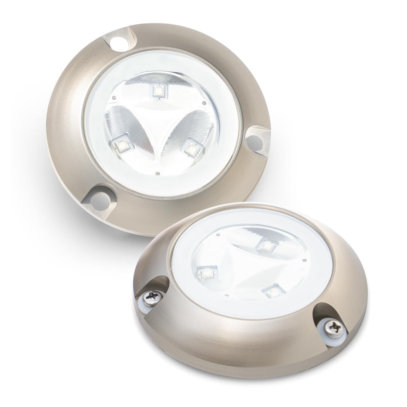 Marine-Grade Underwater LED Boat Lights, 700 Lumens of Single Color High Output Light, Ideal for Boats, Tugs, Fishing, Dinghies, Compatible with 10-30V DC Power Systems, Sold in Pairs Blue Underwater LED Boat Lights Gold