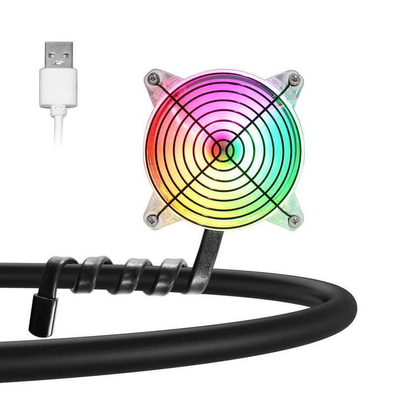 4.72in 120mm USB Cooling Fan with Gooseneck Mount and LED Light Quiet Fan Multicolored