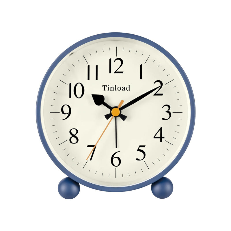 4.5" Vintage Retro Analog Alarm Clock, Super Silent Non Ticking Small Clock with Manual Light, Snooze, Battery Operated, for Living Room, Bedroom, Bedside, Desk(Blue) Blue