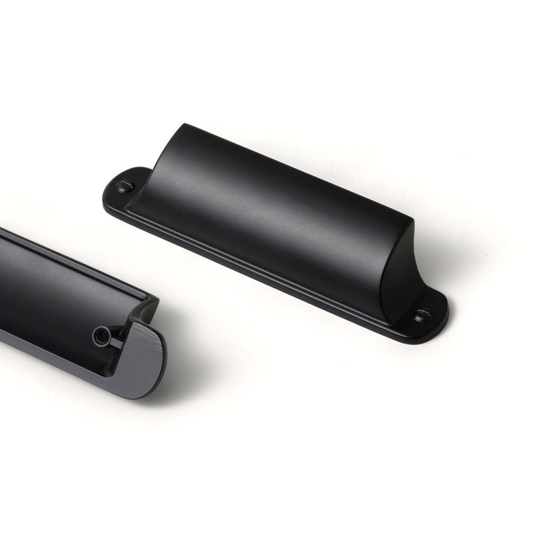 Goo-Ki 6 Pack Cabinet Cup Pulls Matte Black Bin Cup Drawer Pull, 3" c-c Modern Black Cabinet Pulls Solid Dresser Handles Zinc Alloy Kitchen Cabinet Hardware 3 Inches Center-Center