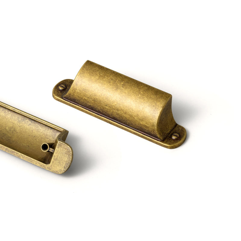 Goo-Ki 6 Pack Antique Brass Cup Pulls for Cabinets & Drawer Kitchen Cabinet Pulls Hardware, 2.52" c-c Vintage Brass Zinc Alloy Bin Cup Drawer Pulls Dresser Handles 2.52 Inches Center-Center