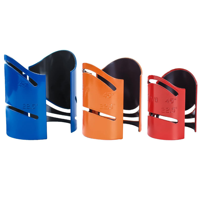 Metal Cutting Guide Kit Includes Sizes: 1-7/8", 2-3/8", 2-7/8" Pipe Cutting Guide Cuts at 45°, 90°, 22.5°, and Saddle Cut, Steel-3Pcs