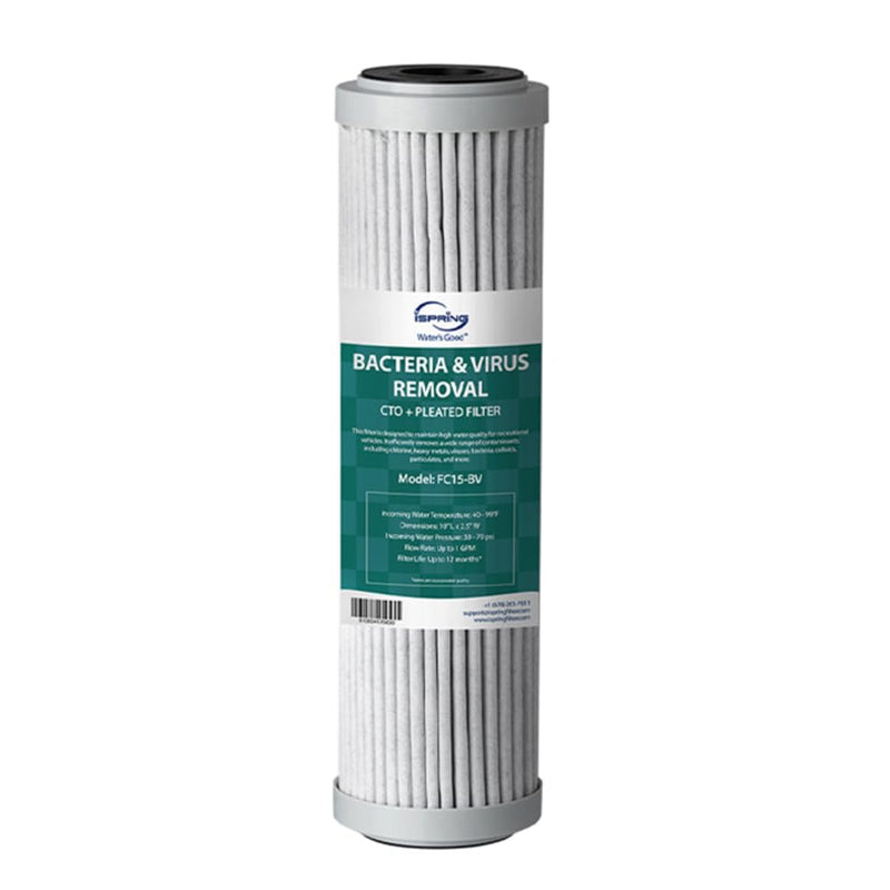iSpring FC15-BV Replacement CTO + Pleated Water Filter for US31-BV&CW31-BV Filter Cartridge