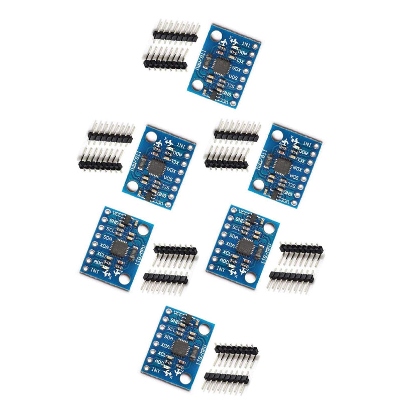 6 Pieces of GY-521 MPU-6050 MPU6050 3-Axis Accelerometer Gyroscope Modules, 6 DOF 6-Axis Accelerometer Gyroscope Sensor Modules with 16-bit AD Converter for Data Output, IIC/I2C, suitable for Arduino.