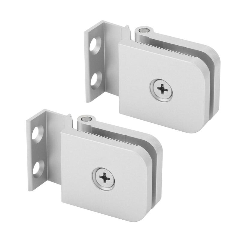 2Pack Glass Shower Door Hinges, Aluminum Mini Hinge Fit for 1/4 Inch Thick Frame-Less Glass Doors, Chrome Finish Hinges for Residential Use Shower Doors Hardware Parts