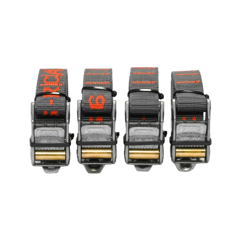 Rollercam 1.0” Tiedown Straps with Rollercam Buckle - Cam Strap Polypropylene Webbing w/Triple-Bar Tack Stitching – Outdoor Gear Heavy-Duty Lashing Straps, 350 lb Load, Straight End, 4 Pk, 6 Ft, 3 Ft 3 Foot
