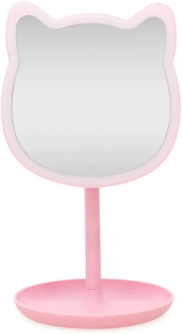 Puurrfect Mirror Gifts, Cute Cat Ears Shape Mirrors Makeup with LED Lights Touch Control. Smart Touch. (Pink) Pink