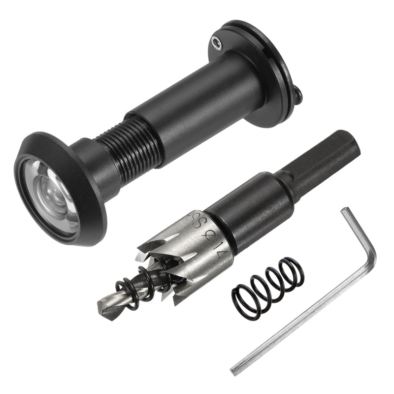 PATIKIL 9/16" Door Viewer Peephole, Copper Privacy Door Viewer with Privacy Cover, 180-Degree Fits 1-3/4" to 2-15/16" Door with 14mm/0.55" Drill Bit for Security, Black