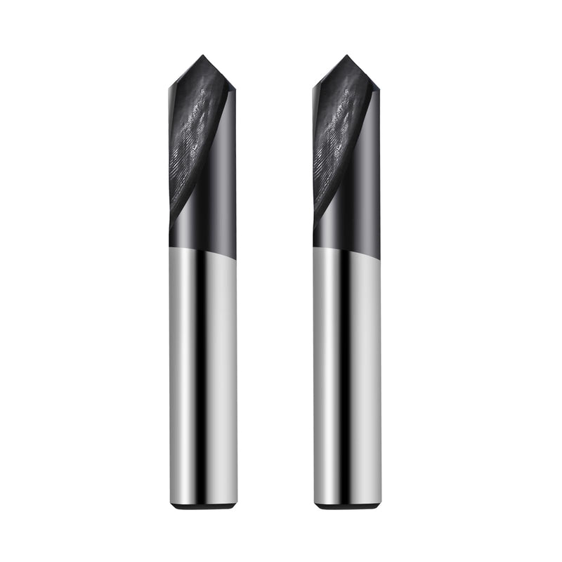 2Pcs 3/8in Solid Carbide Spotting Drill,90 Degree,2 Flutes,AlTiN Coated Bits Tool for Medium Hardness Steel, Brass, Iron 2