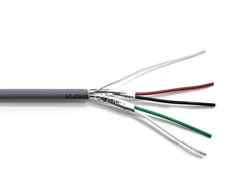 22AWG 2Pr Indiv. Foil Shielded Cable Equal to Belden 8723 Str TC, PP Ins, Indiv., PVC JKT, CM for Audio, Control, Instrumentation, Low Voltage Analog Signals & Digital Control Grey 50FT 22AWG 2Pr