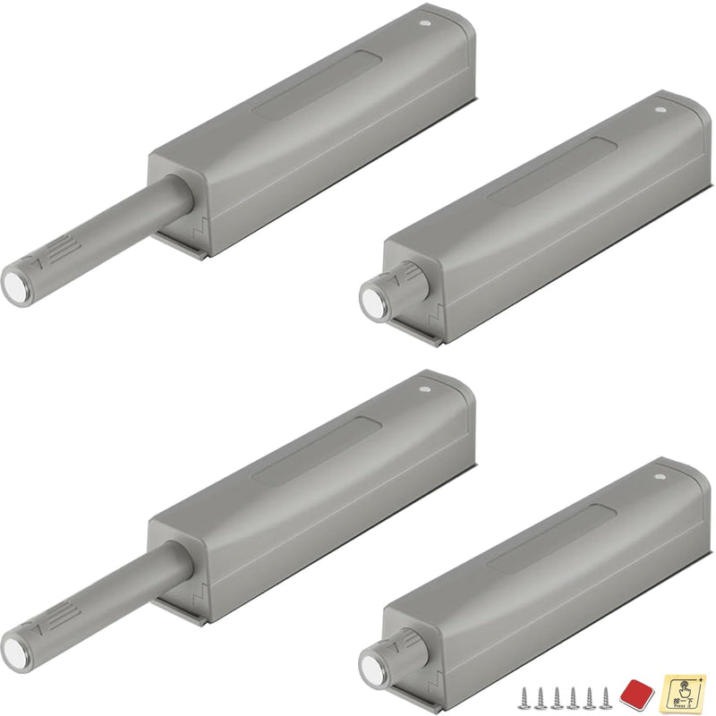 Magnetic Push Latch & Lock ZKRIOC 4 Pack Push to Open Door Latch Cabinet Hardware for Door Touch Latch and Catch Drawer Magnet Push Release Heavy Duty Tip on Closet Close Strong Pop Out Gray