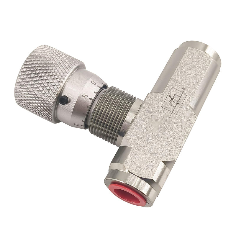 1/2" NPT Straight Flow Control Needle Valve for Hydraulic System, Heavy-Duty Carbon Steel Pressure Connection Fittings with Adjustable Variable Knob 4 inches width x 4 inches length x 2 inches height