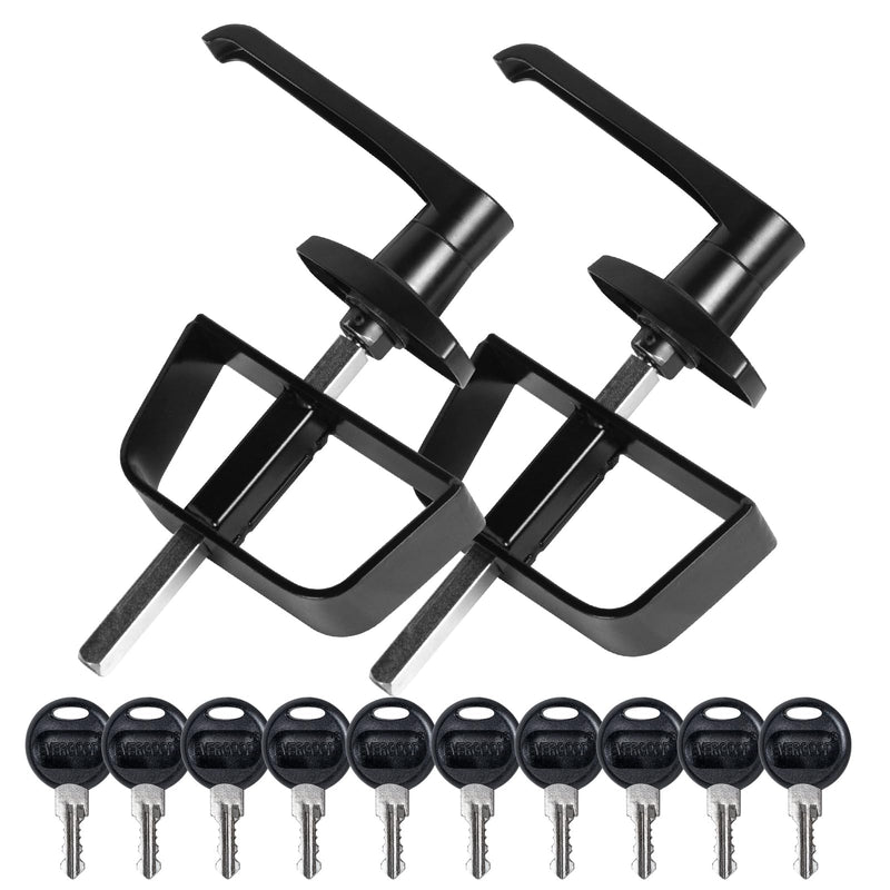 L-Handle Lock Kit,EFFIBUILD Double Shed Door Latch with 5.5" Stem, Lock Matching Set Includes 10 Keys for Sheds Doors, Chicken Coops,Camper, RV, etc(Black).All Keys are Universal. 5.5 inch L 2pcs Black