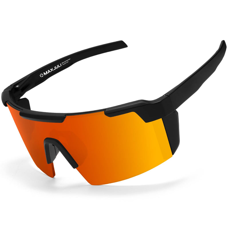 MAXJULI XL Z87 Sunglasses for Big Wide Heads Men TR90 Ultralight UV400 Protection Glasses Z8225 Black/Red