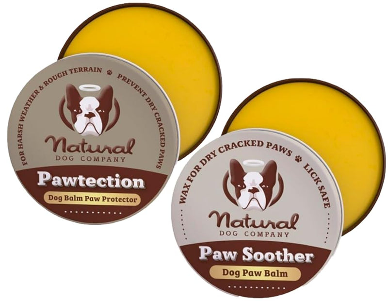 Natural Dog Company PAWDICURE Bundle, Paw Soother + PawTection Dog Paw Balms, Protect and Heal Dry, Cracked Dog Paw Pads, Organic, All Natural Ingredients, 1oz Tins - PawsPlanet Australia