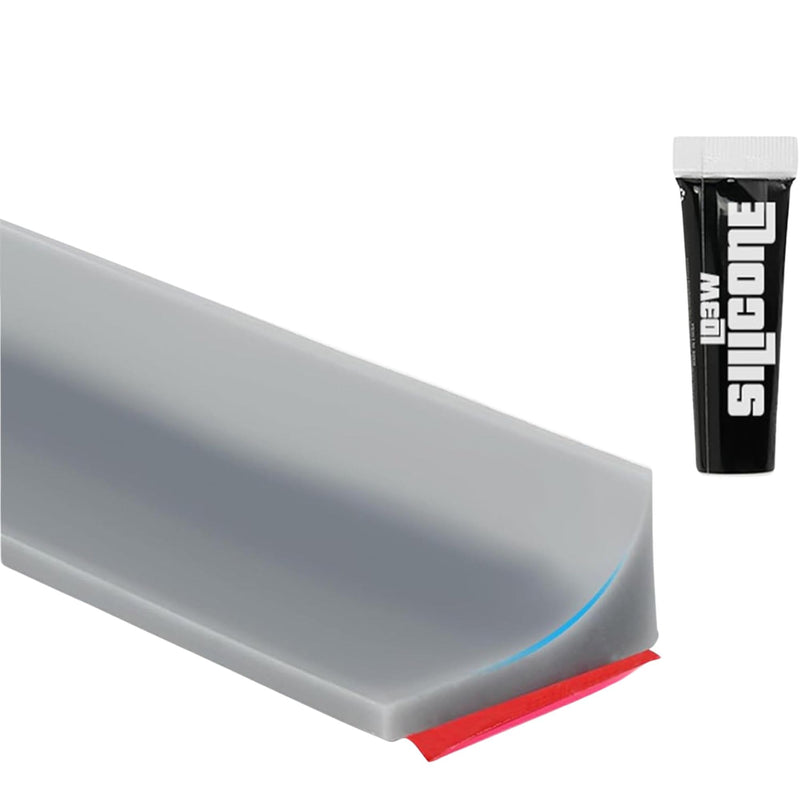 LD3W Shower Door Seal, Silicone Shower Seal for Glass Wall, Easy-to-Install Adhesive Door Frame Strip, Weather Stripping for Sliding Doors, Threshold Water Dam (Gray, 98 Inch) Gray