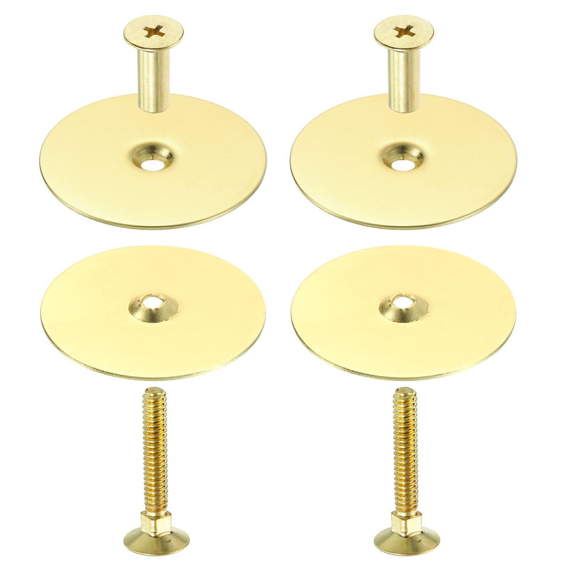 uxcell 4 Set Door Hole Cover Plate, 2-5/8" Diameter Round Deadbolt Cover Plate Metal Door Knob Handle Hole Filler Plate with Connecting Screws, Imitation Gold