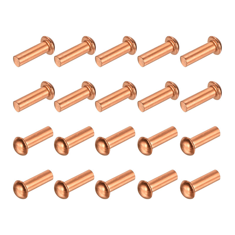 uxcell 30 Pcs Copper Solid Rivets, 5/16" x 63/64" Round Head Rivet Metal Fasteners Metal Stud Fasteners for Electrical Applications Copper Finish, Copper Tone 5/16" x 63/64"