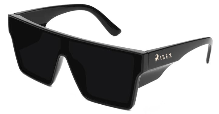 IBEX The LAYBACK Safety Sunglasses, ANSI Z87+ Certified, Shatter-proof, Ultra UV 400 Protection, Black Lenses, Flexible Black Frame, Men, Women, Outdoor/Sports, Surf, Construction, Work, PPE