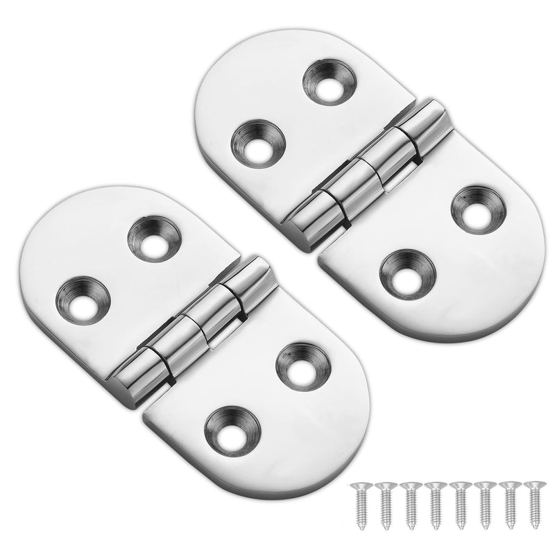 Heavy Duty Marine Boat Hatch Hinges, 316 Stainless Steel, 3 x 1.5-Inch Oval Hinges for Cabinet Doors with Screws (2-Pack)