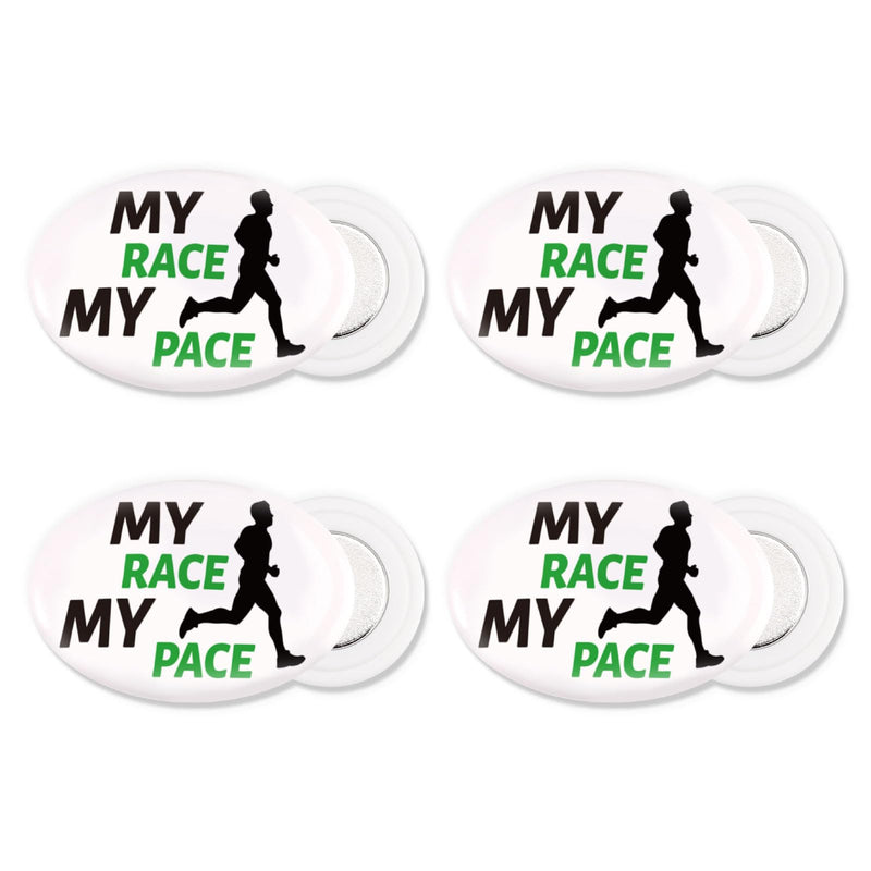 4 Pairs Magnetic Race Bib Clips, Oval Shaped Bib Holder for Runners with Card Reusable Running Number Bib Fasteners Magnets Pin-Free Marathon Race Bib Snap Lock for Runners Field Triathlon Cycling