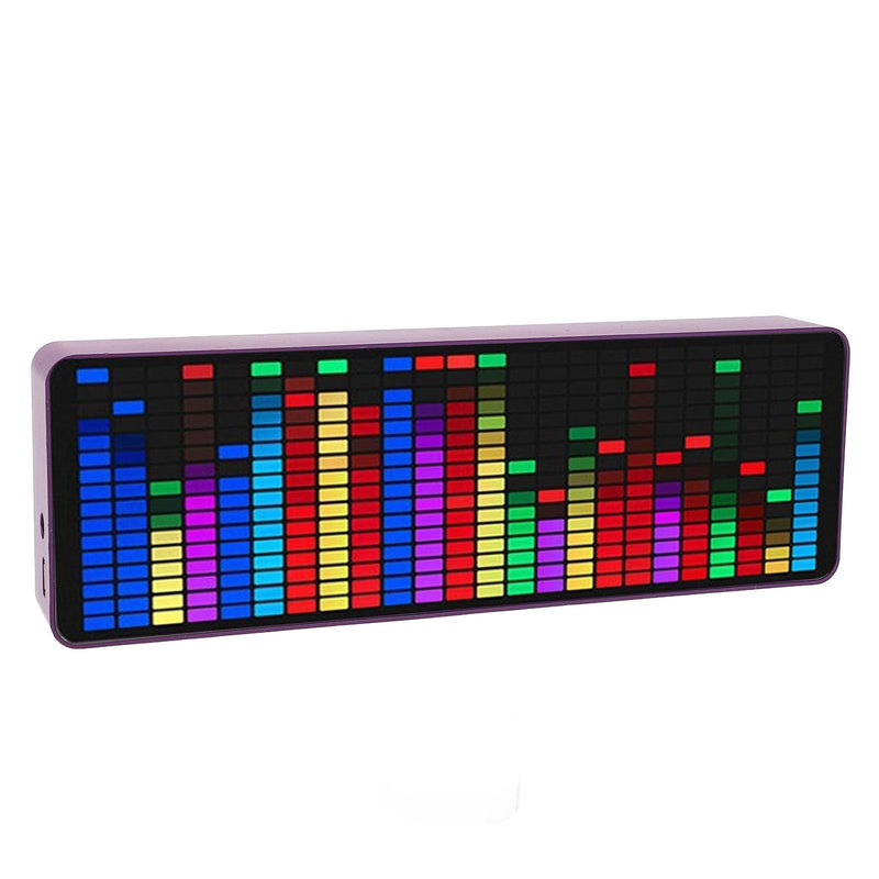 Music Spectrum Display, 384 LED Audio Spectrum Analyzer with Clock, 20 Dynamic 7 Color Music Spectrum Pickup Analyzer with 1624 Segment Rhythm Light Level Voice Sensor, for Audio