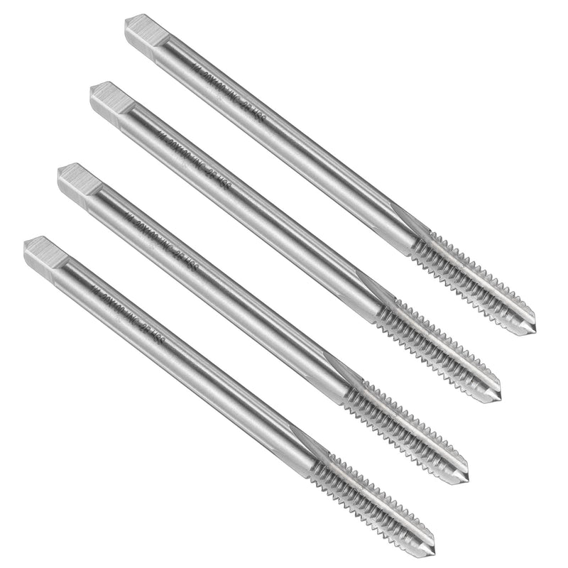 uxcell 4pcs Straight Flute Screw Taps 1/4-20 UNC 2B Thread 4" Extra Long HSS6542 Machine Threading Milling Tap Tapping Tools 1/4-20 UNC x 4"