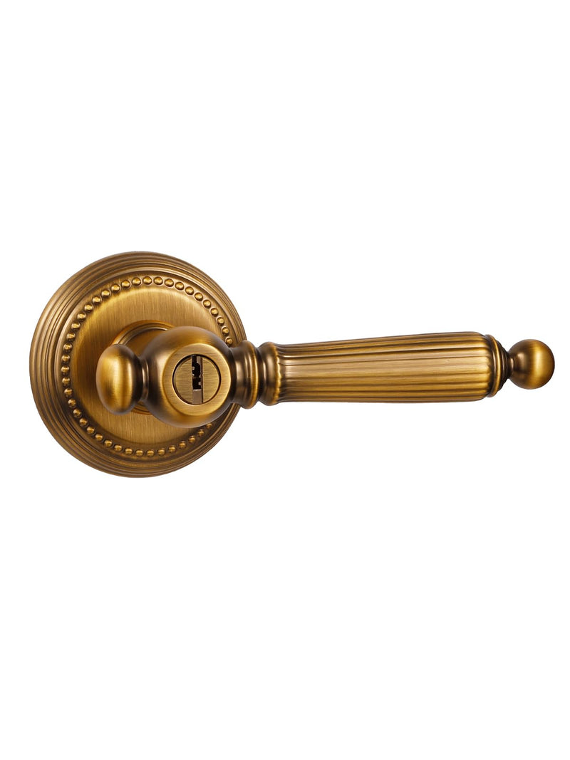 1 Pack Antique Door Lever with Lock and Key Entry Antique Brass Door Handle Door Lever Bedroom and Bathroom Zinc Alloy Entry Lock 1