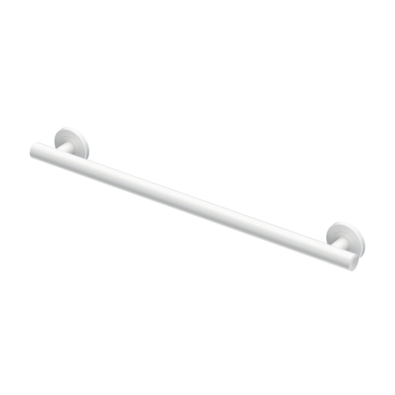 Gatco 854W Latitude II 24-Inch Grab Bar, ADA Compliant Wall Mounted Stainless Steel Bathroom 24" Safety Grab Bar, Matte White 24 Inch