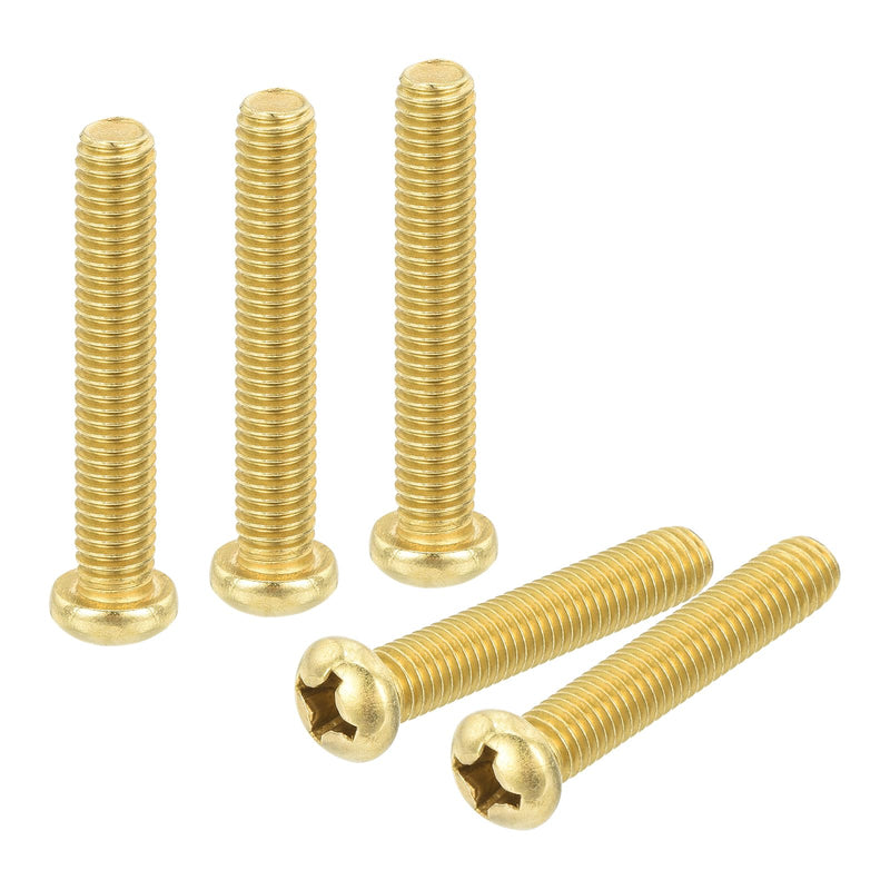 uxcell 60Pcs Brass Machine Screws, M6x35mm Phillips Pan Head Fastener Machinery Bolts, Pan Head Fastener Bolts for Furniture, Office Equipment, Electronics, Brass 60